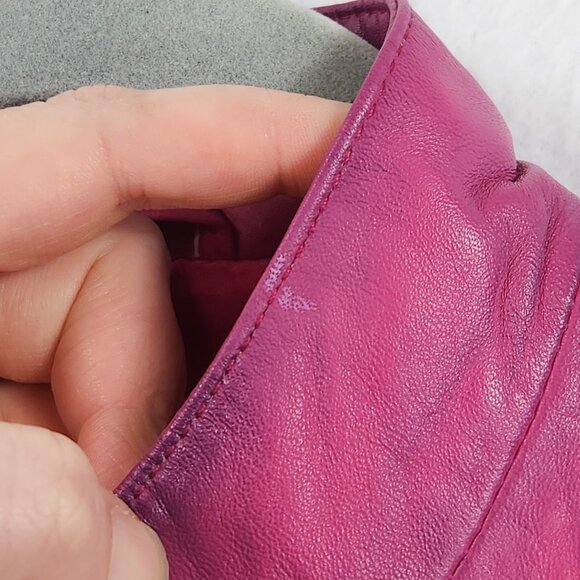 Giorgio Di Mare Jacket Womens Large Pink Fuchsia Leather Yachting Full Zip NEW - Picture 10 of 16